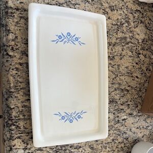 Vintage Corning Ware broil bake tray with Blue cornflower Design